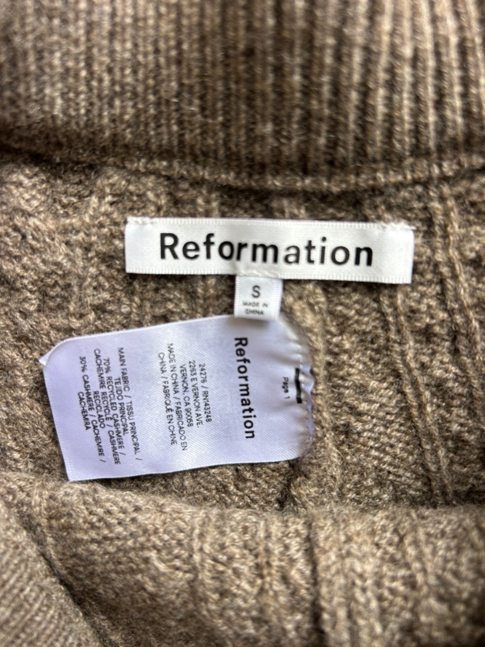 Reformation ALFIO Brown Cable Knit Crop Sweater & Shorts Set - Picture 5 of 13